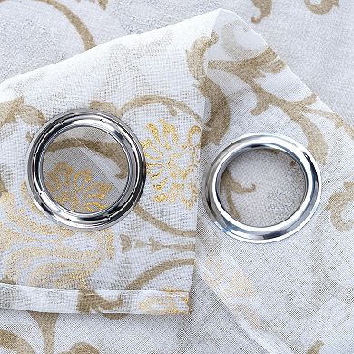 Crown Grommet Sheer Metallic Printed Doily Curtain Panel