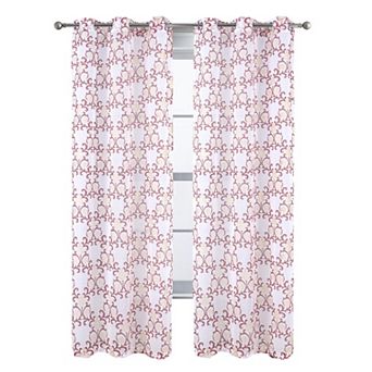 Crown Grommet Sheer Metallic Printed Doily Curtain Panel