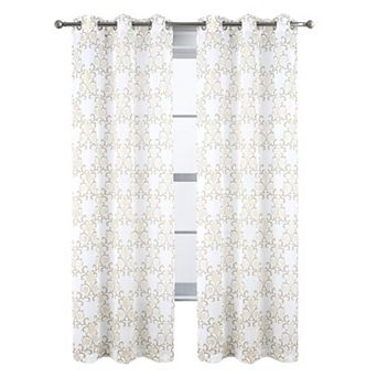 Crown Grommet Sheer Metallic Printed Doily Curtain Panel