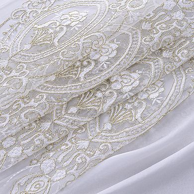 Daisy Embroidery Grommet Curtain Panel With Attached Valance