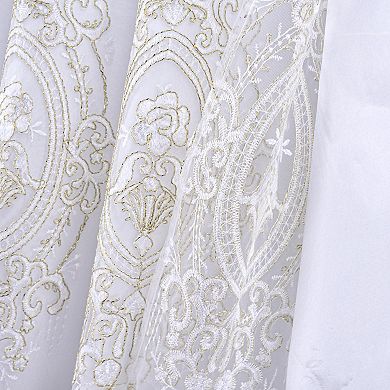Daisy Embroidery Grommet Curtain Panel With Attached Valance