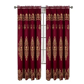 Daisy Embroidery Grommet Curtain Panel With Attached Valance