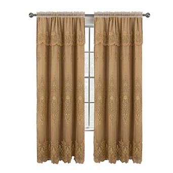 Daisy Embroidery Grommet Curtain Panel With Attached Valance