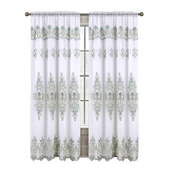 Daisy Embroidery Grommet Curtain Panel With Attached Valance