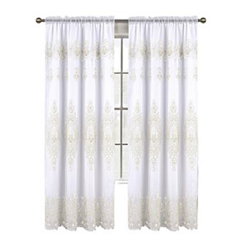 Daisy Embroidery Grommet Curtain Panel With Attached Valance