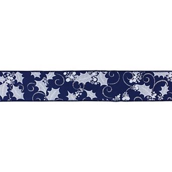 Melrose Holly Leaf Wired Ribbon 2 pk
