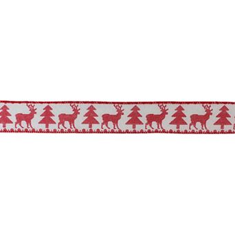Melrose Deer & Tree Wired Ribbon 2 pk