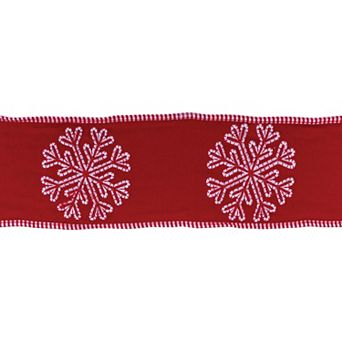 Melrose Embroidered Snowflake Wired Ribbon