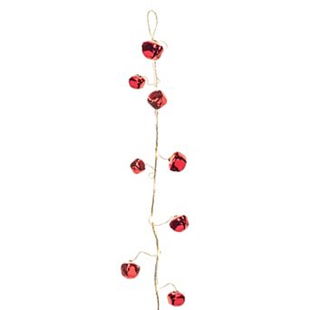 Melrose LED Light Sleigh Bell Garland Set