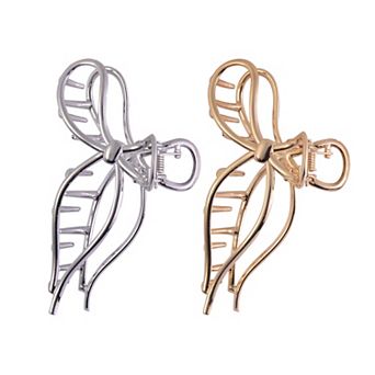 Emberly Metal Gold & Silver Tone Bow Claw Hair Clip 2 pk