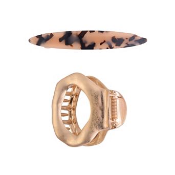Emberly 2 pc Gold Claw Hair Clip & Tortoiseshell Barrette Set