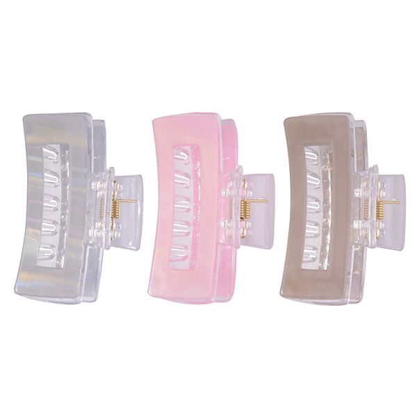 Emberly Pearlized Acrylic Claw Hair Clips 3-pk.