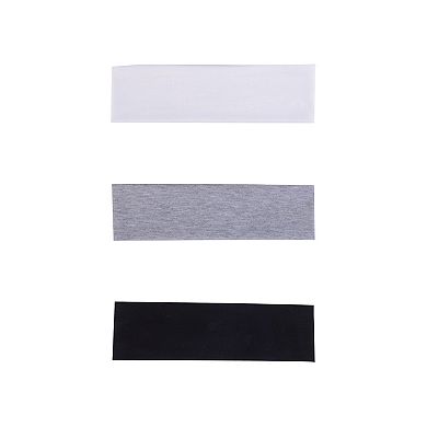 Emberly 3-pk. Black, White & Gray Fabric Headwraps