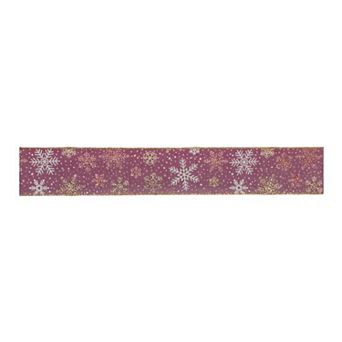 Melrose Mauve & Glitter Snowflake Wired Ribbon