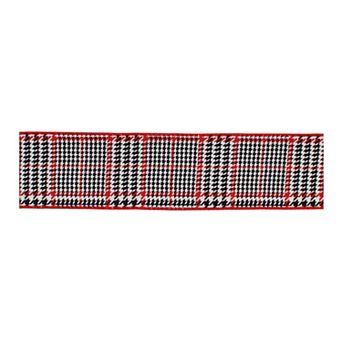 Melrose Red & Black Houndstooth Plaid Wired Ribbon