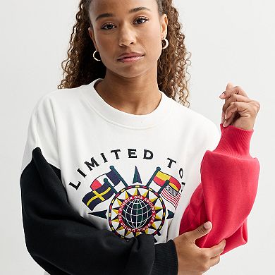 Juniors' Limited Too Blocked Oversized Crew Sweatshirt