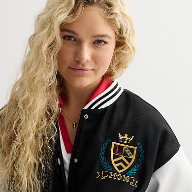 Juniors' Limited Too Embroidered Design Classic Bomber Jacket