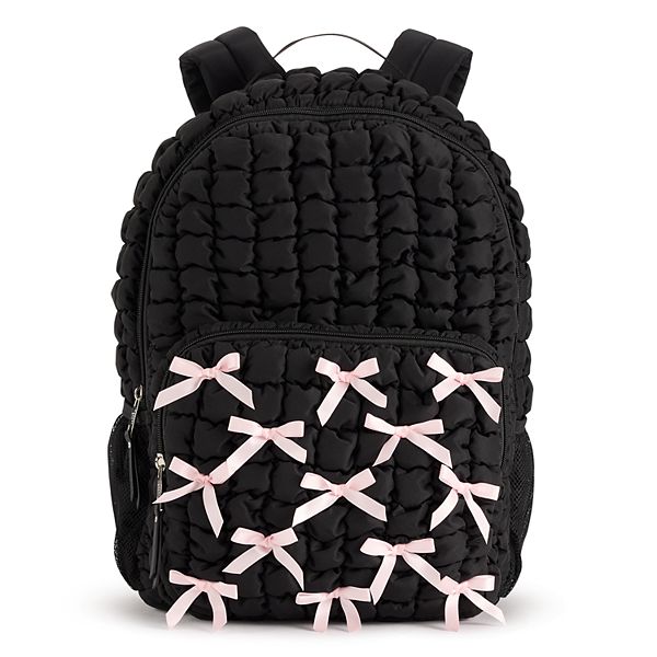 madden girl Puckered Backpack With Bows - Black Bows