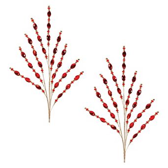 Melrose 2 pc Red Jewel Bead Spray Set