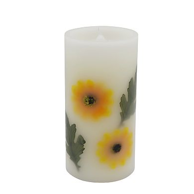 Everyday Decor Sunflower LED Pillar Candle