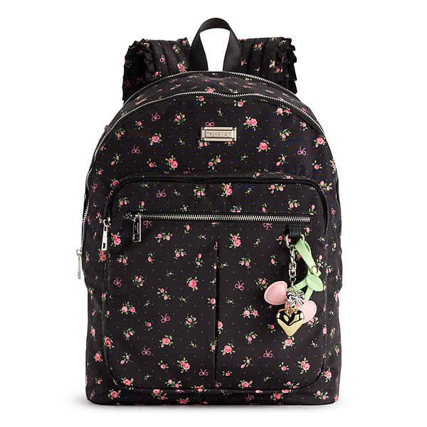 madden girl Ruffle Pleat Backpack - Black Floral