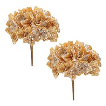 Melrose Artificial Beaded Hydrangea Flower Stem Set of 2