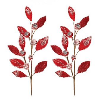 Melrose Beaded Leaf Stem Set of 2