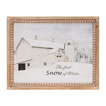 Melrose Framed First Snow Barn Print 18-Inch Wall Art