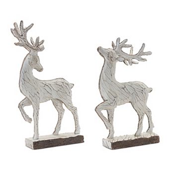 Melrose Carved Deer Table Decor Set of 2