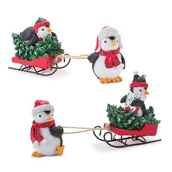 Melrose 2 pc Playful Penguins with Sled Figurine Set
