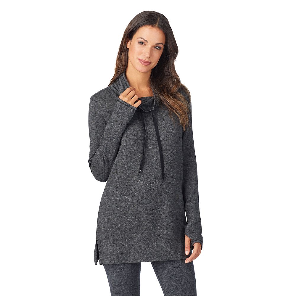 3/4 sleeve cowl neck single layer tunic