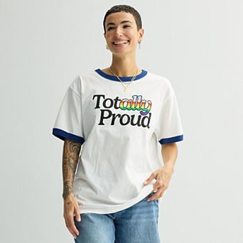 Adult ph by The Phluid Project Totally Proud White Blue Ringer Tee