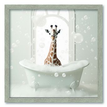 COURTSIDE MARKET Bath Scenes Giraffe Framed Board Art