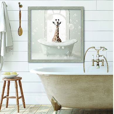 COURTSIDE MARKET Bath Scenes Giraffe Framed Board Art