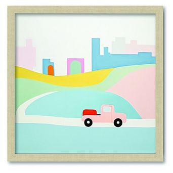 COURTSIDE MARKET Pink Truck Framed Board Art