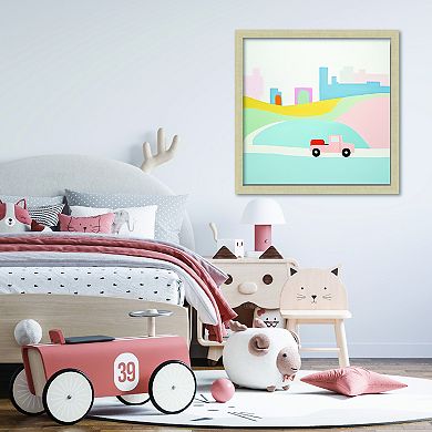 COURTSIDE MARKET Pink Truck Framed Board Art