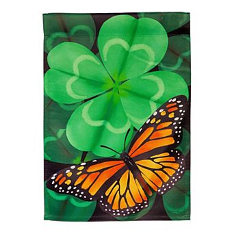 Evergreen Butterfly Clover Garden Flag