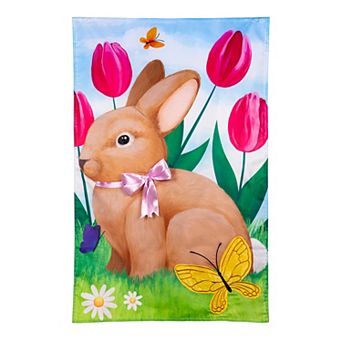 Evergreen Enterprises Tulips & Bunny Friend House Flag