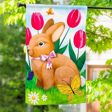 Evergreen Enterprises Tulips & Bunny Friend House Flag