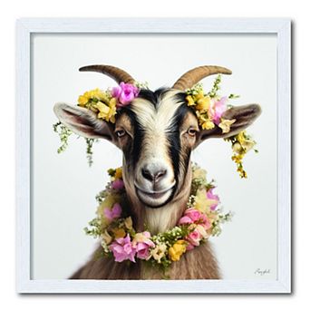 COURTSIDE MARKET Adorable Billy Goat 16" x 16" Framed Wall Art