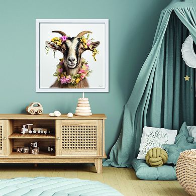 COURTSIDE MARKET Adorable Billy Goat 16" x 16" Framed Wall Art