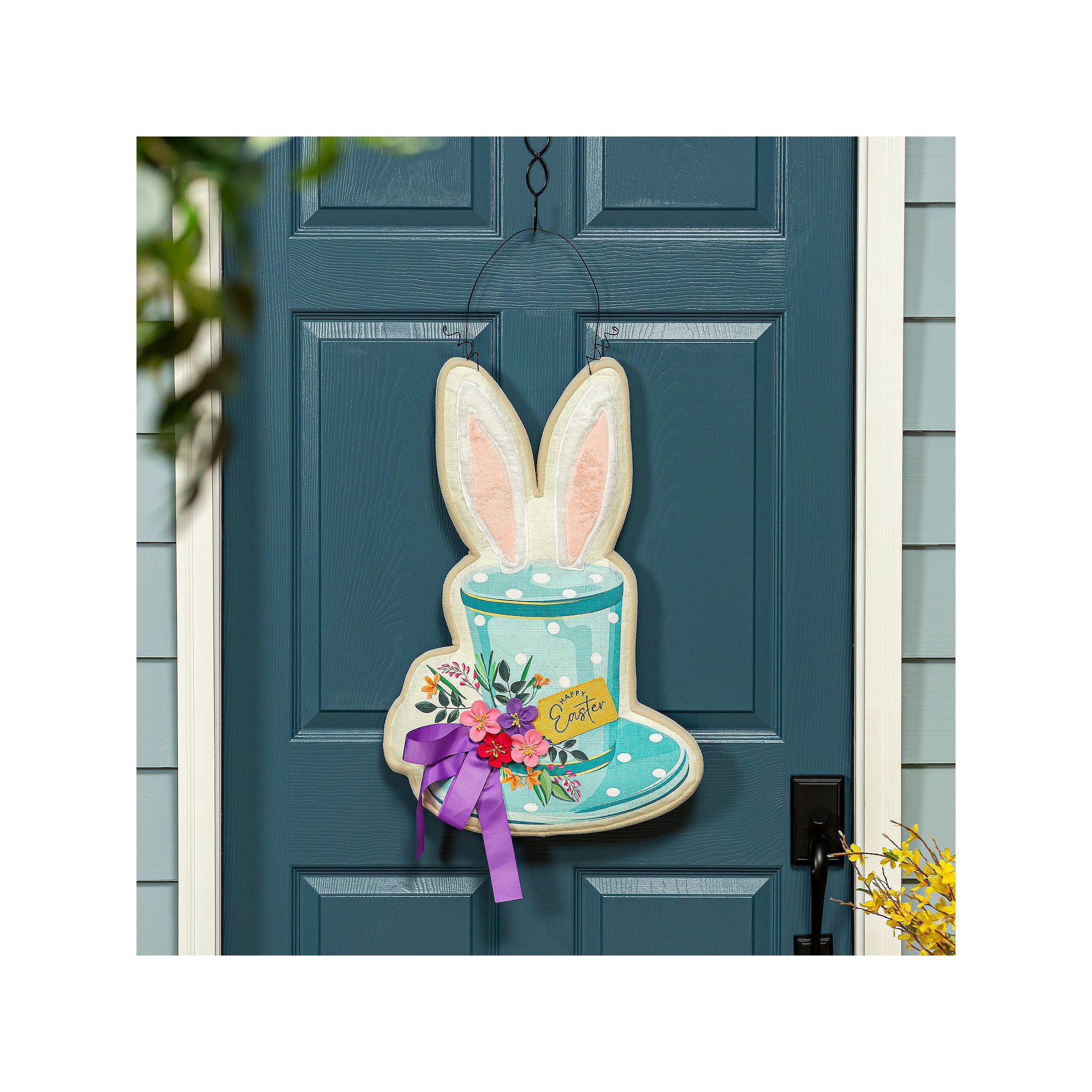 Evergreen Enterprises Happy Easter Floral Hat Estate Door Decor, Multi