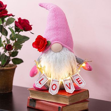 Evergreen Enterprises 11.75" LED Fabric "Love" Gnome Table Decor