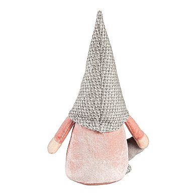 Evergreen Enterprises 13" Fabric Pink & Gray Gnome with Heart Valentine's Table Decor