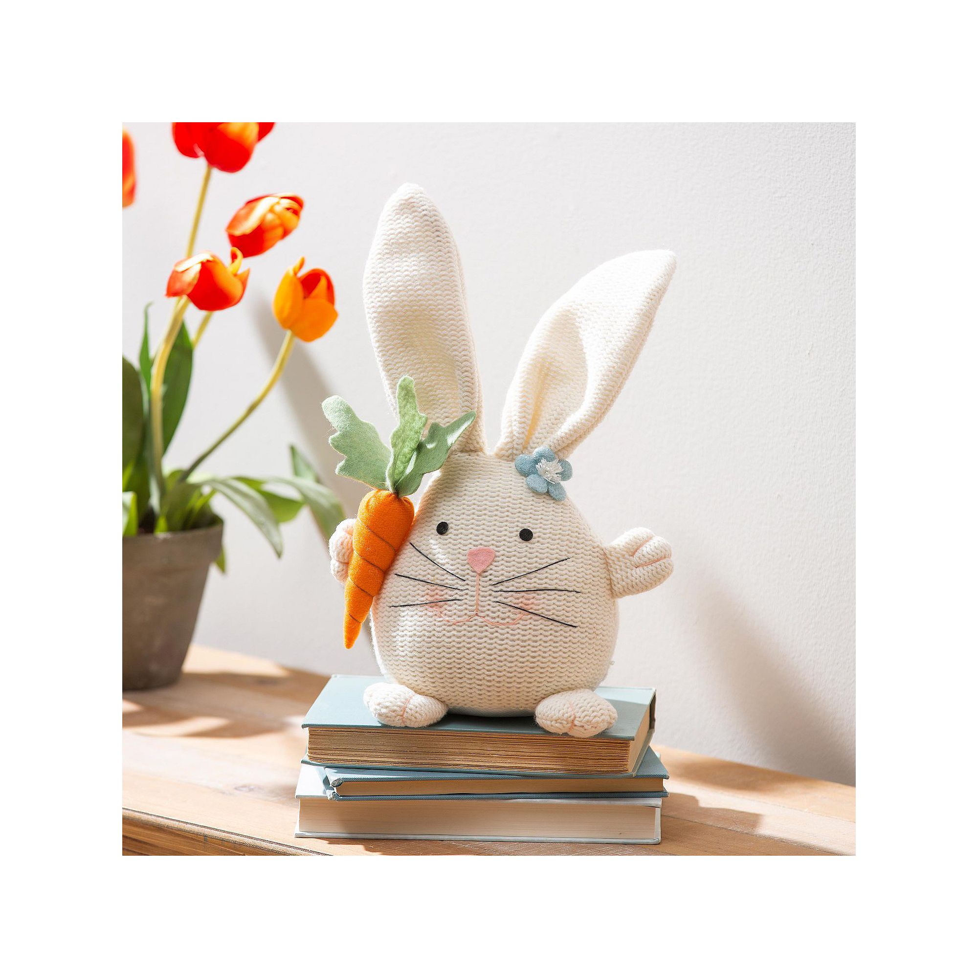 Evergreen Enterprises Fabric Whimsical Bunny Table Decor, Multi