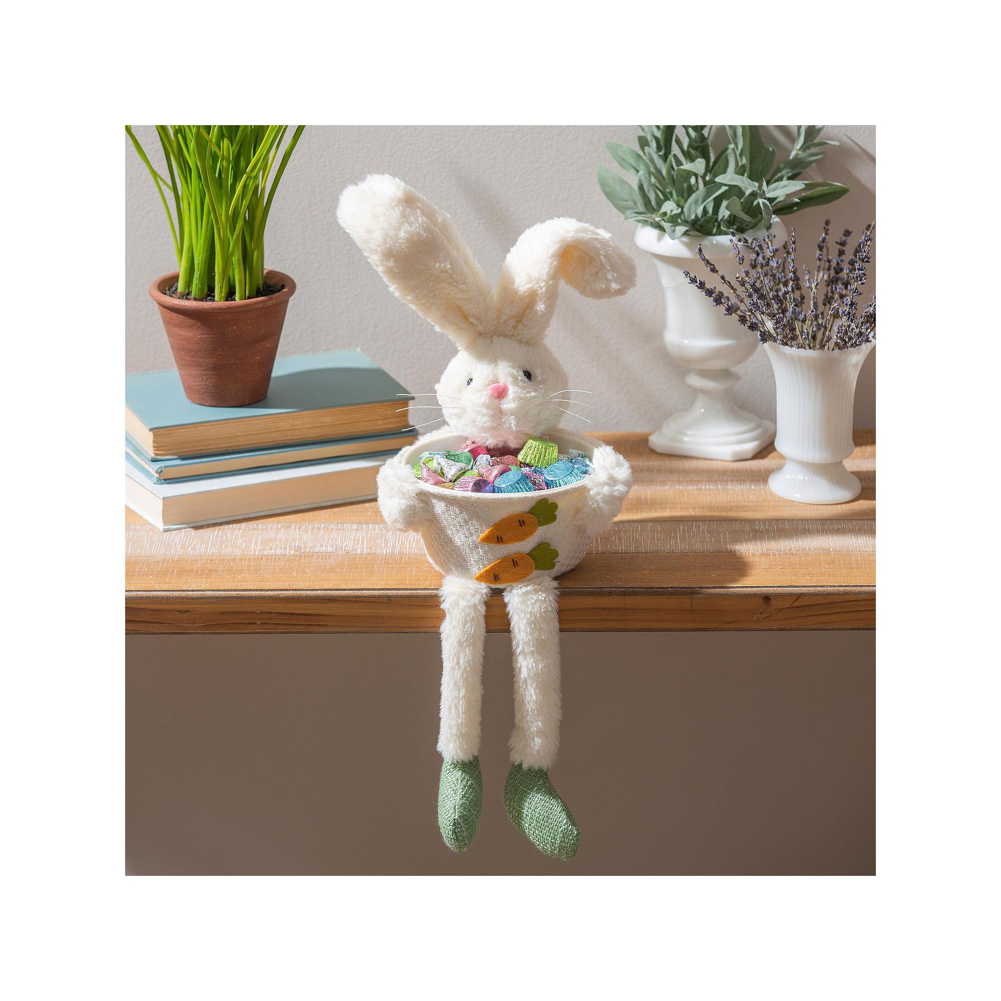 Evergreen Enterprises Fabric Bunny & Bowl Table Decor, Multi