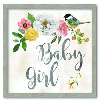 COURTSIDE MARKET Baby Girl Floral Framed Board Wall Decor