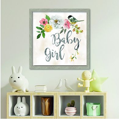 COURTSIDE MARKET Baby Girl Floral Framed Board Wall Decor