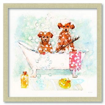 COURTSIDE MARKET Bathtime Puppies I Framed Board Wall Decor