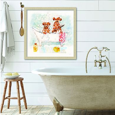 COURTSIDE MARKET Bathtime Puppies I Framed Board Wall Decor
